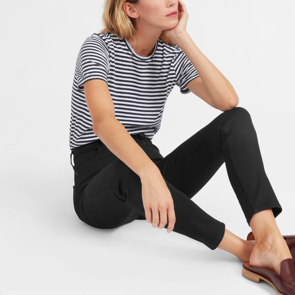 Everlane Black Authentic Stretch High Rise Skinny Jeans in Black Size 25 ankle